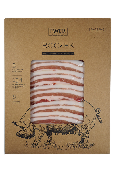 Boczek wieprzowy dojrzewający 50 g - Pawęta