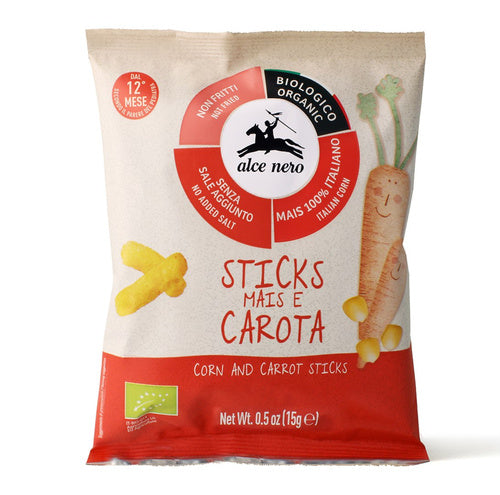 Chrupki (kukurydziano - marchewkowe) bez dodatku cukrów bezglutenowe od 12 msc. 15 g - Alce Nero (EKO)