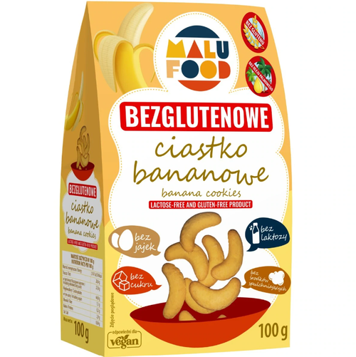Ciastka bananowe bez cukru bezglutenowe 100 g - Malu Food
