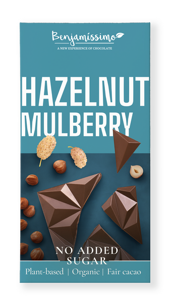 Czekolada wegańska z orzechami i morwą bez dodatku cukru bezglutenowa 60 g - Benjamissimo (EKO)