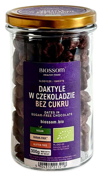 Daktyle w czekoladzie bezglutenowe 300 g - Biossom (EKO)