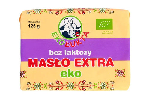 Ekologiczne masło ekstra kostka bez laktozy 82 % 125 g - Eko Łukta (EKO)