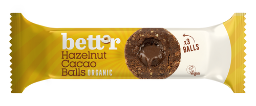 Kulki daktylowe z nadzieniem orzechowo kakaowym bezglutenowe 3 szt. 45 g - Bett'r (EKO)