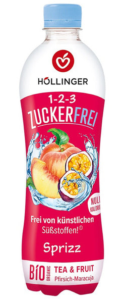 Napój gazowany brzoskwinia marakuja bez cukru 500 ml - Hollinger (EKO)