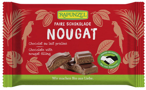 Czekolada mleczna z nadzieniem nugatowym fair trade 100 g - Rapunzel (EKO)