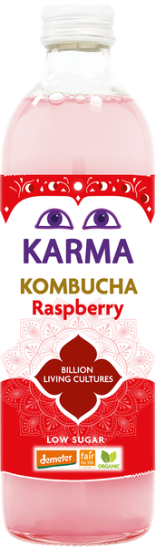 Kombucha malinowa niska zawartość cukru fair for life 500 ml - Karma Kombucha (EKO)