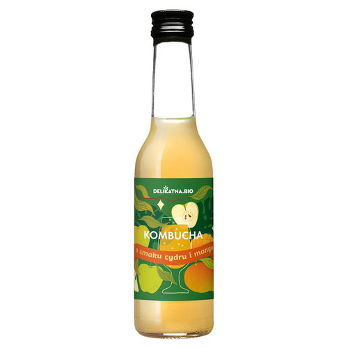 Kombucha o smaku cydru i mango 270 ml - Delikatna (EKO)