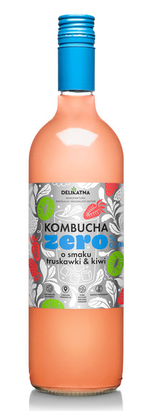 Kombucha truskawkowa z kiwi zero cukru 700 ml - Delikatna