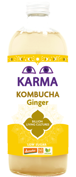 Kombucha z imbirem niska zawartość cukru fair for life 1 l - Karma Kombucha (EKO)