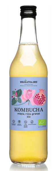 Kombucha z miętą, różą i granatem 500 ml - Delikatna (EKO)