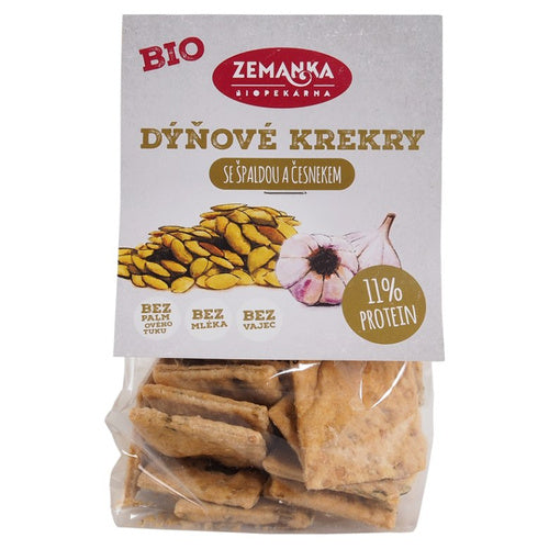 Krakersy z pestkami dyni i czosnkiem 100 g - Zemanka (EKO)