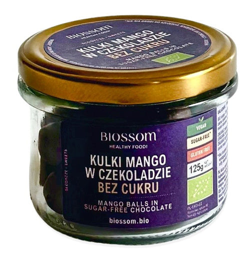 Kulki mango w czekoladzie bezglutenowe 125 g - Biossom (EKO)