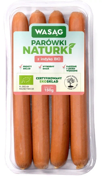 Parówki z indyka naturalne 150 g - Wasąg (EKO)
