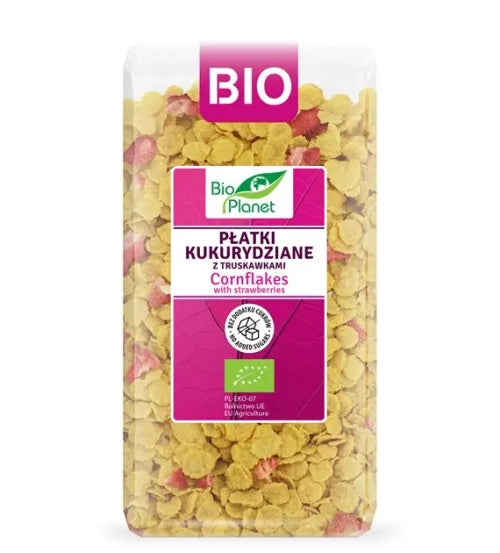 Płatki kukurydziane z truskawkami 250 g - Bio Planet (EKO)