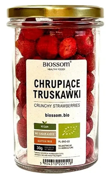 Truskawki liofilizowane chrupiące bezglutenowe 30 g - Biossom (EKO)